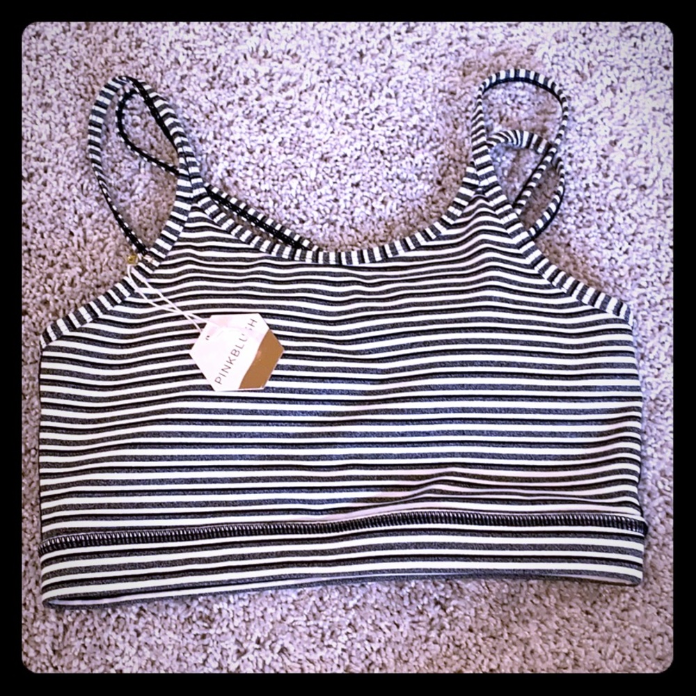 NWT Black and White Striped Maternity Sports Bra